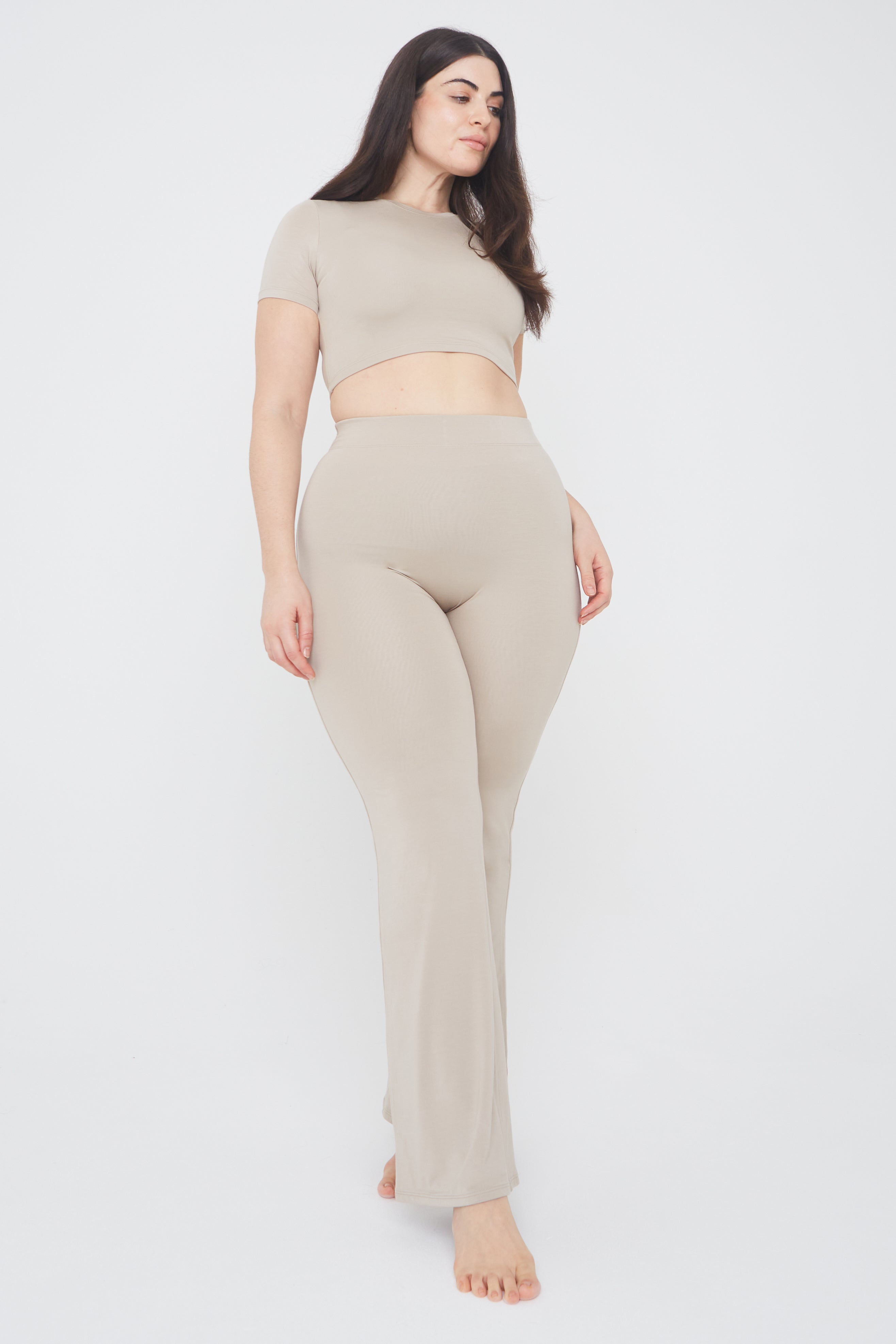 365 SCULPTING LOUNGE MULTIWAY FOLD WAIST FLARED TROUSERS - SHADOW