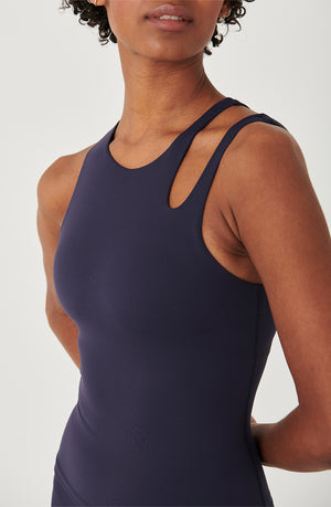 SKINLUXE BUILT-IN SUPPORT CUT OUT SHOULDER VEST - NAVY