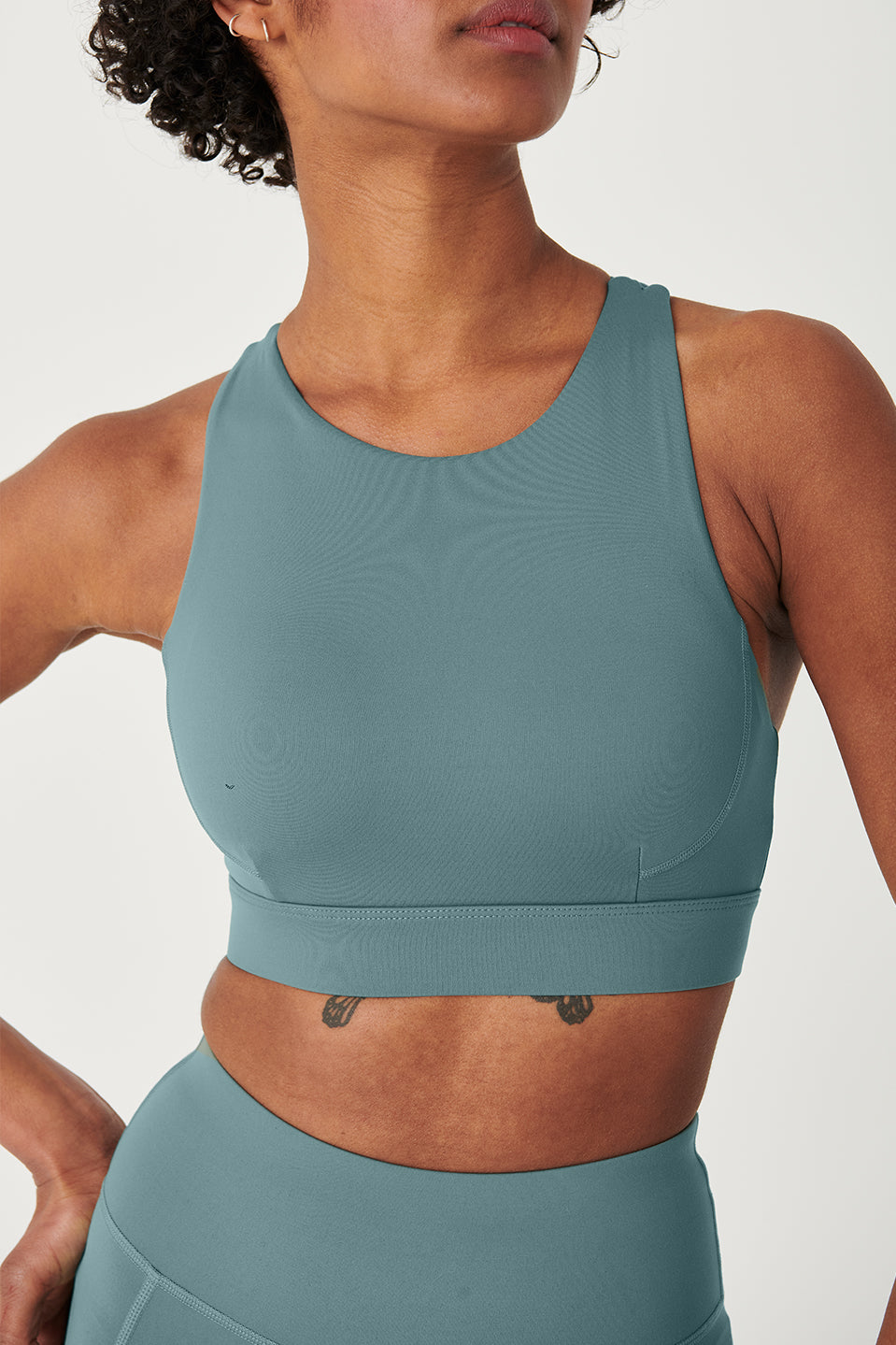 SKINLUXE OPEN BACK SPORTS BRA - LEAF GREEN