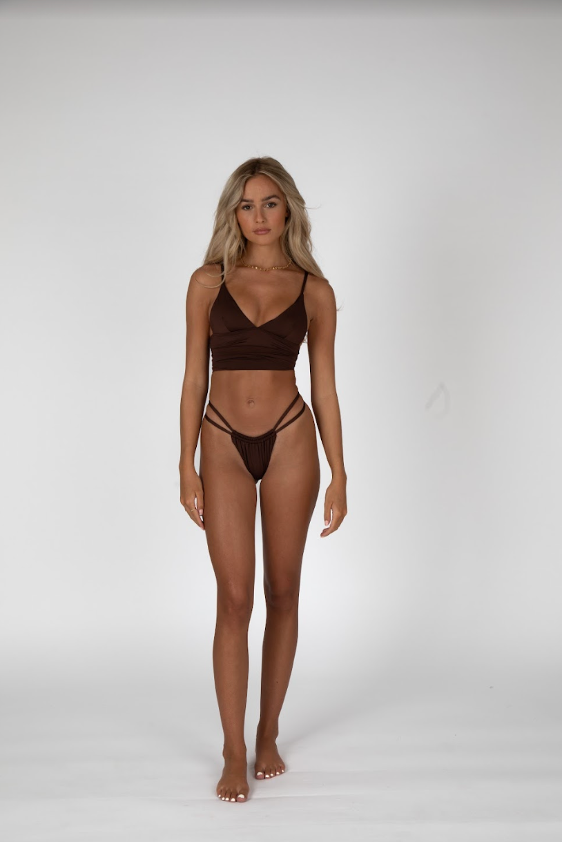 SANTORINI TRIANGLE BIKINI TOP - COCOA BROWN