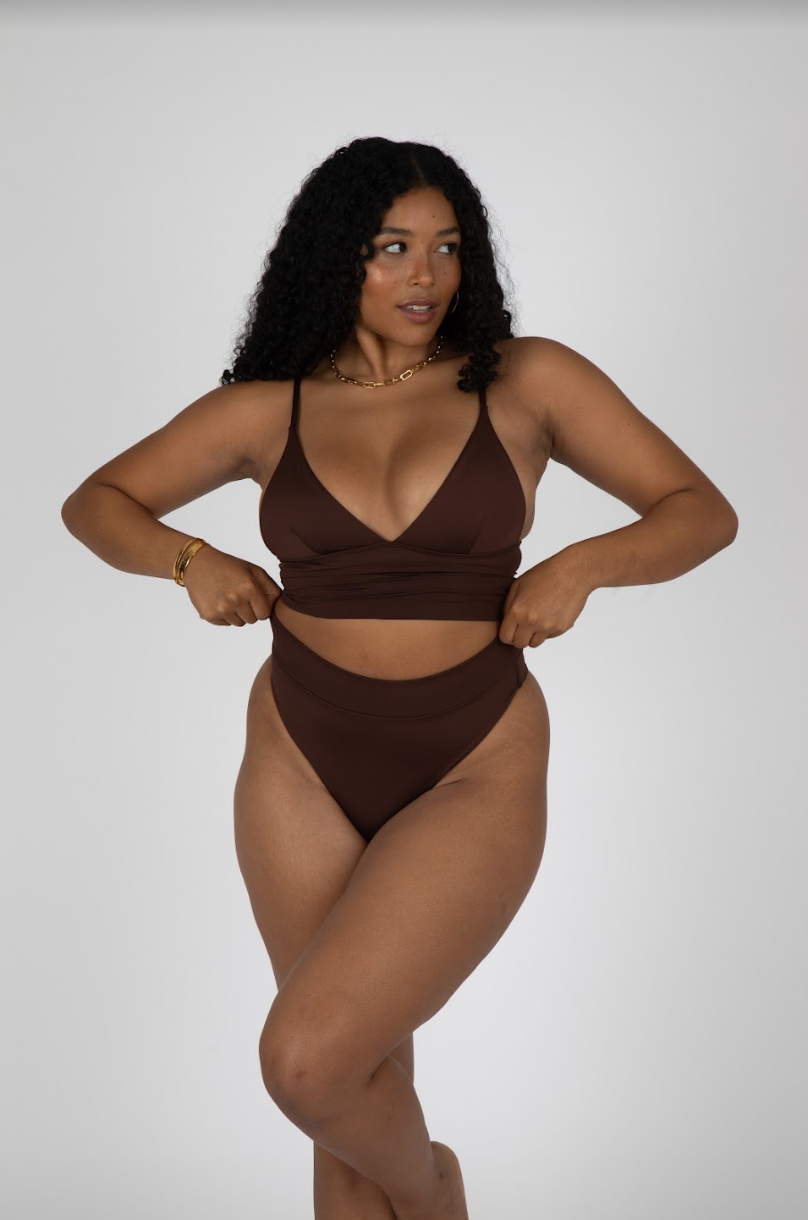 SANTORINI TRIANGLE BIKINI TOP - COCOA BROWN