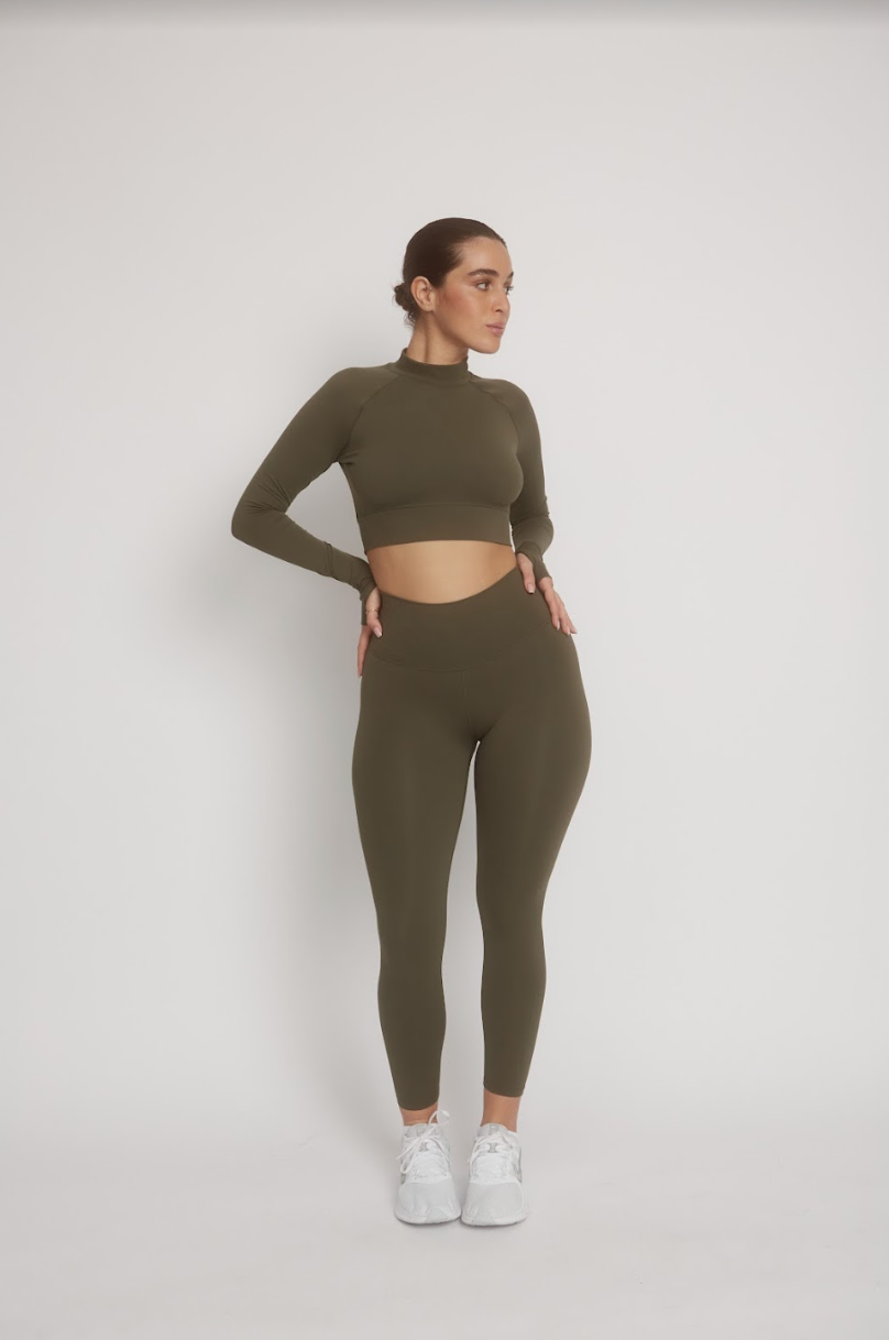 DayFlex Wrap Long Sleeve Crop Top - Lake Green