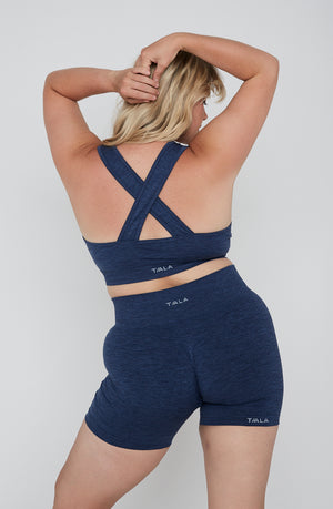 SCULPT SEAMLESS WRAP SPORTS BRA - FRENCH NAVY MARL