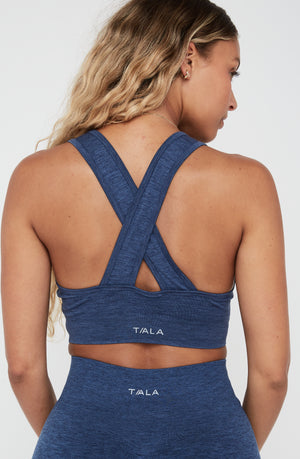 SCULPT SEAMLESS WRAP SPORTS BRA - FRENCH NAVY MARL