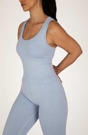 SCULPT SEAMLESS RACERBACK VEST - ICE BLUE MARL