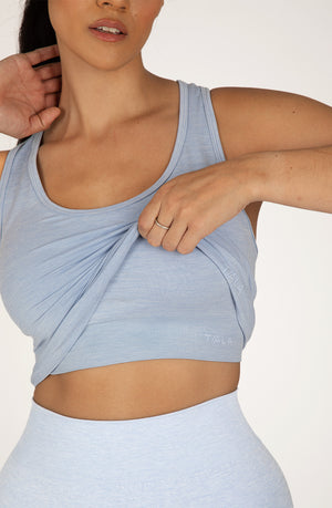 SCULPT SEAMLESS RACERBACK VEST - ICE BLUE MARL