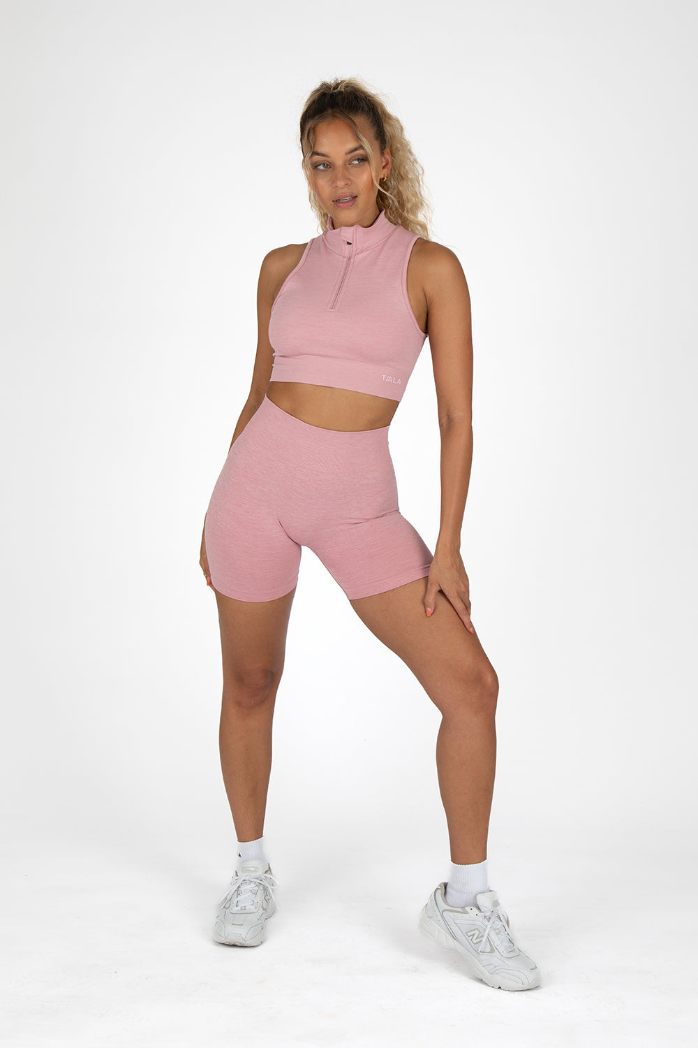 SCULPT SEAMLESS ZAHARA SPORTS BRA - BLUSH PINK MARL