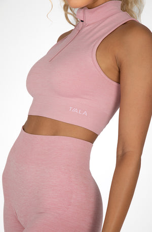 SCULPT SEAMLESS ZAHARA SPORTS BRA - BLUSH PINK MARL