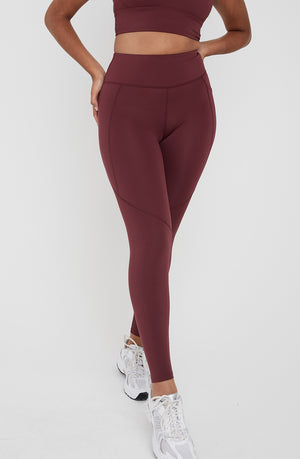 SKINLUXE HIGH WAISTED SIDE POCKET LEGGING - DARK CHERRY