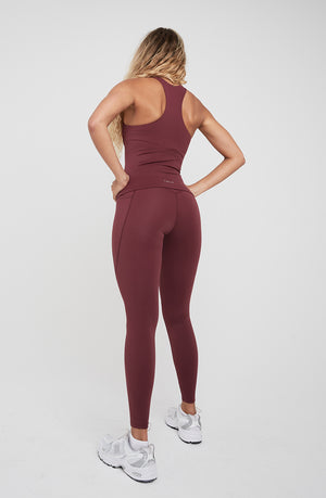 SKINLUXE HIGH WAISTED SIDE POCKET LEGGING - DARK CHERRY