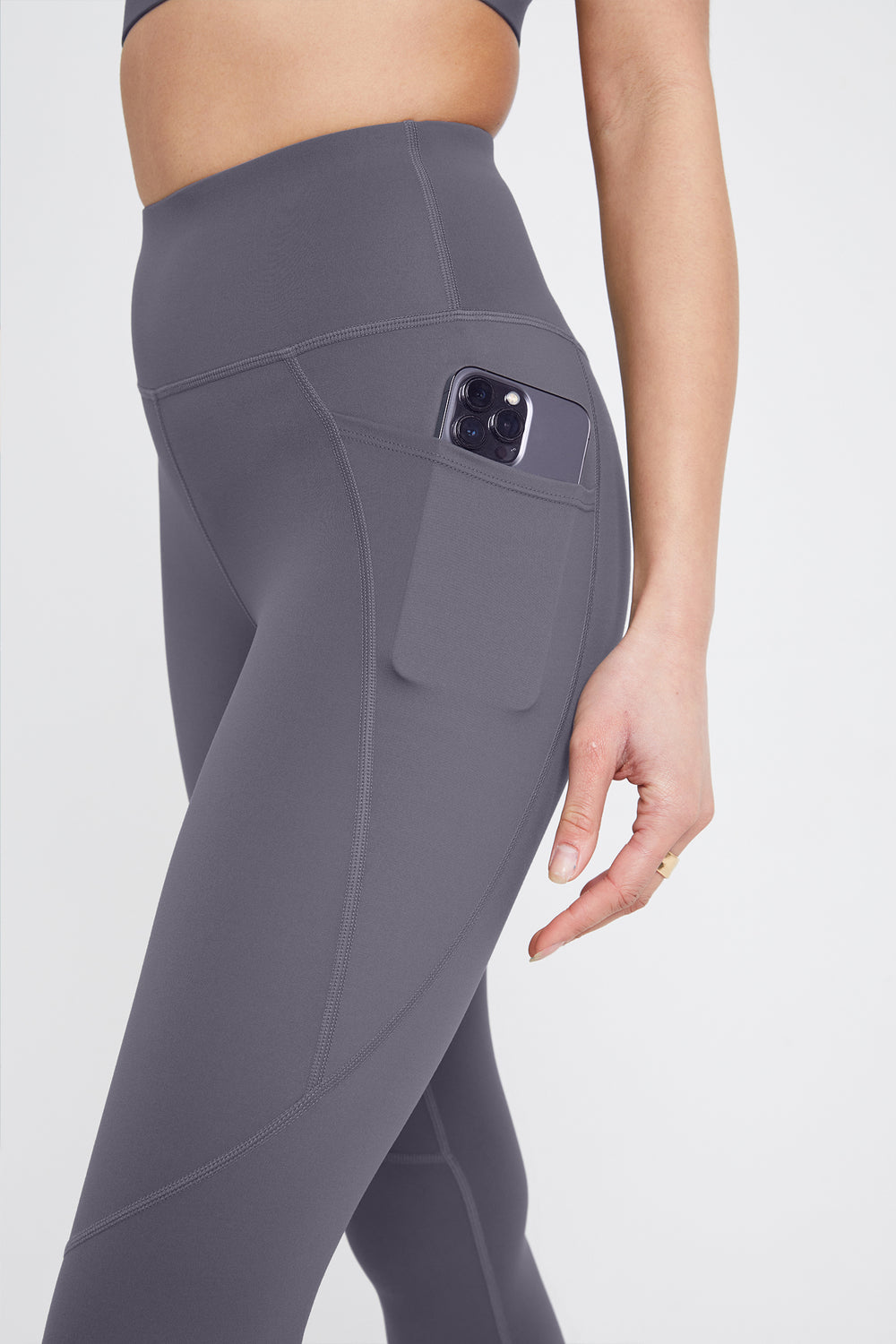 SKINLUXE HIGH WAISTED SIDE POCKET LEGGING - TORNADA GREY